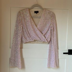 peace + love sequin crop top